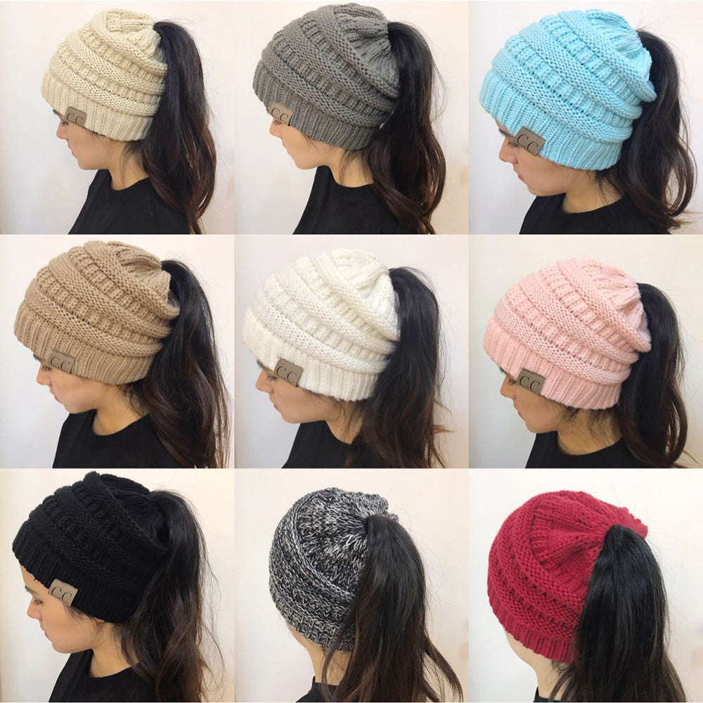 Messy Bun Beanie Ponytail Hat - ON SALE