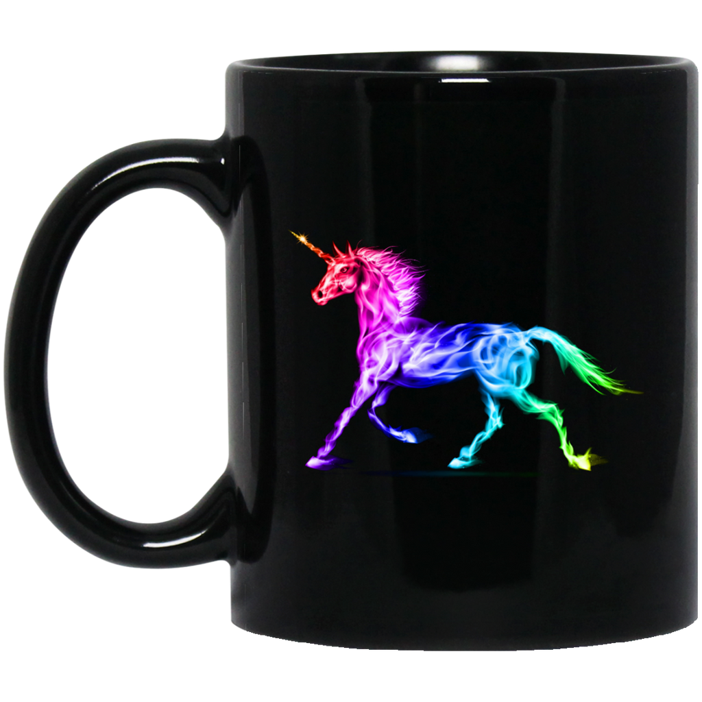 Unique Fire Rainbow Unicorn - Black Mug