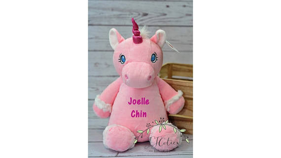 Personalized Stuffed Unicorn - Name and Date Stats