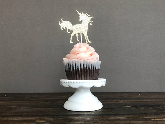 Set of 12 Unicorn cupcake toppers - Choose your color!