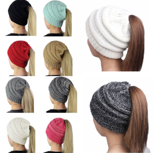 Messy Bun Beanie Ponytail Hat - ON SALE