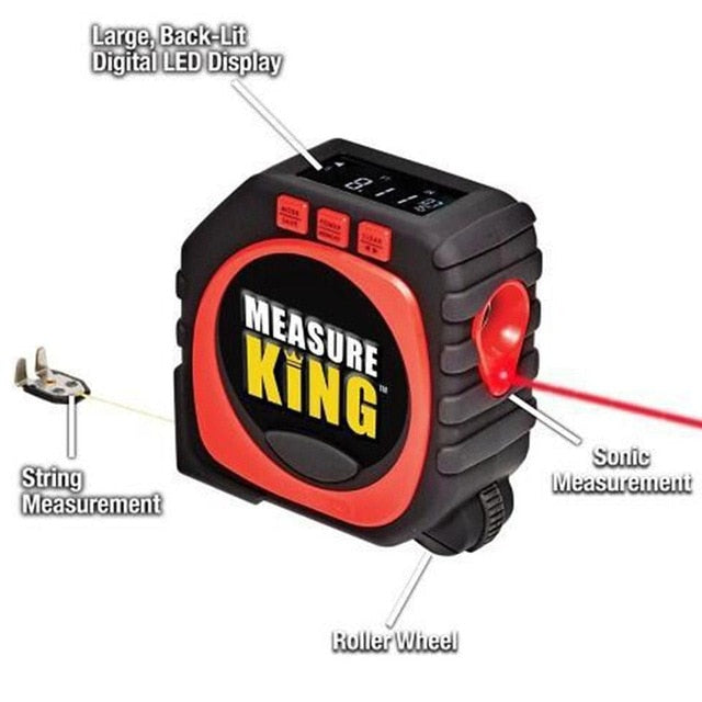 3-in-1 Digital Tape Measuring String Mode Sonic Mode Roller Mode.