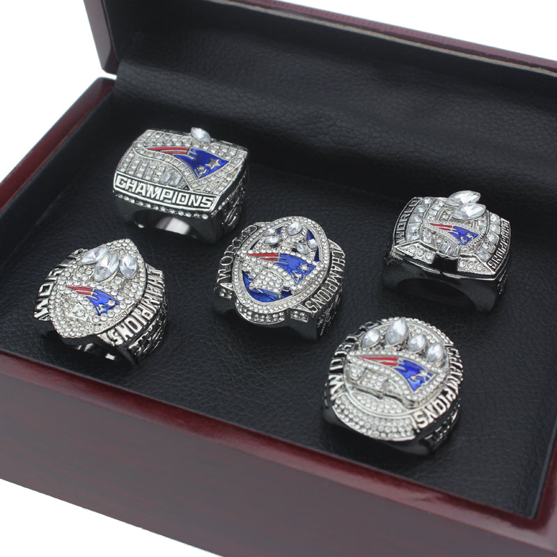 50% Off + Free Shipping - 5 pc/set Replica of Patriots Championship Rings