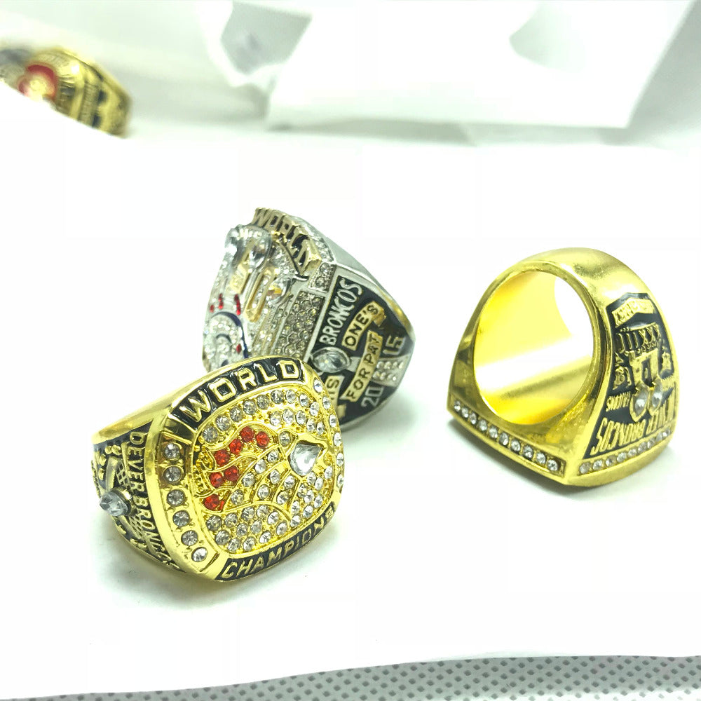 50% OFF + Free Shipping - Broncos 3-Rings Set Super Bowl Championship Rings Replica