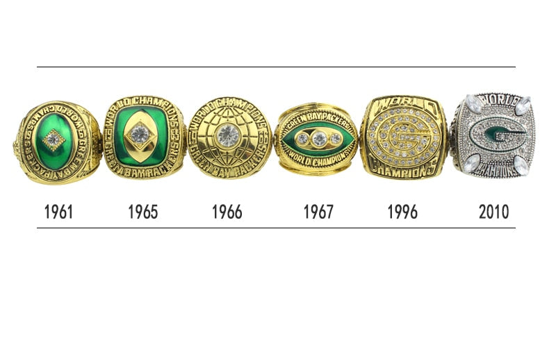 50% Off 4-Rings Set (Extra 2 NFL Rings Free) - Get 6 Green Bay Packers Championship Rings Replica