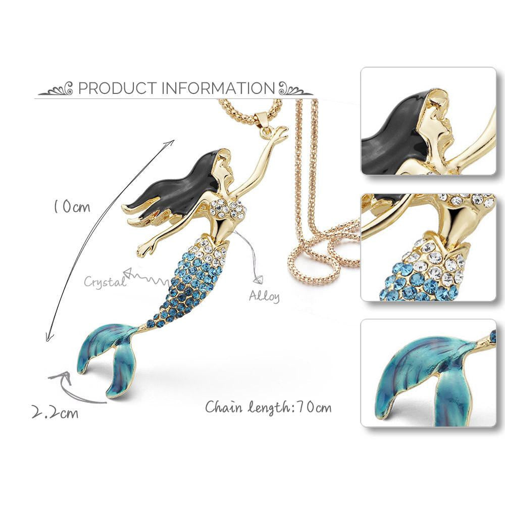 UNIQUE Crystal Mermaid Long Necklace - $12 Off for 72h