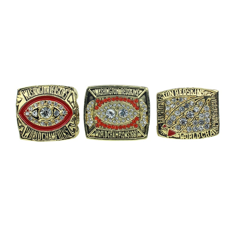 50% OFF + FREE Shipping - 3pc set Washington Redskins Replica Championship Rings
