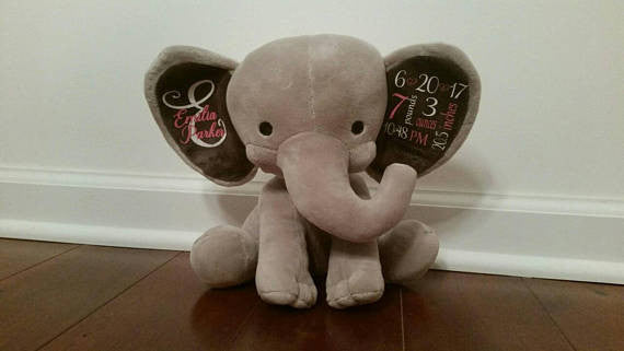 Unique Customizable Birth Announcement Baby Elephant