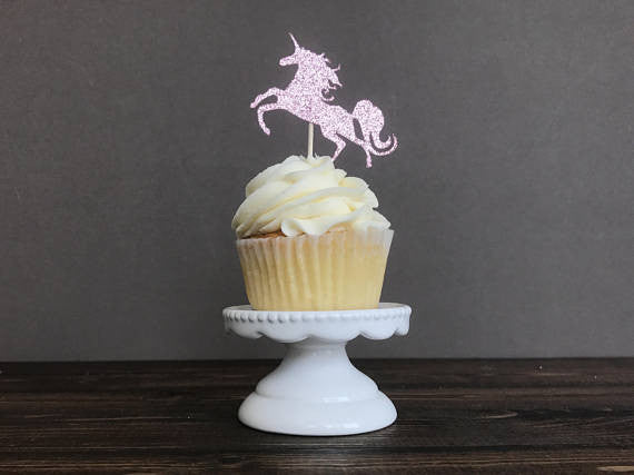 Set of 12 Unicorn cupcake toppers - Choose your color!